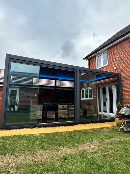 Nova Titan Aluminium Pergola 6m x 3m Rectangular optional Glass sliding Doors - Grey