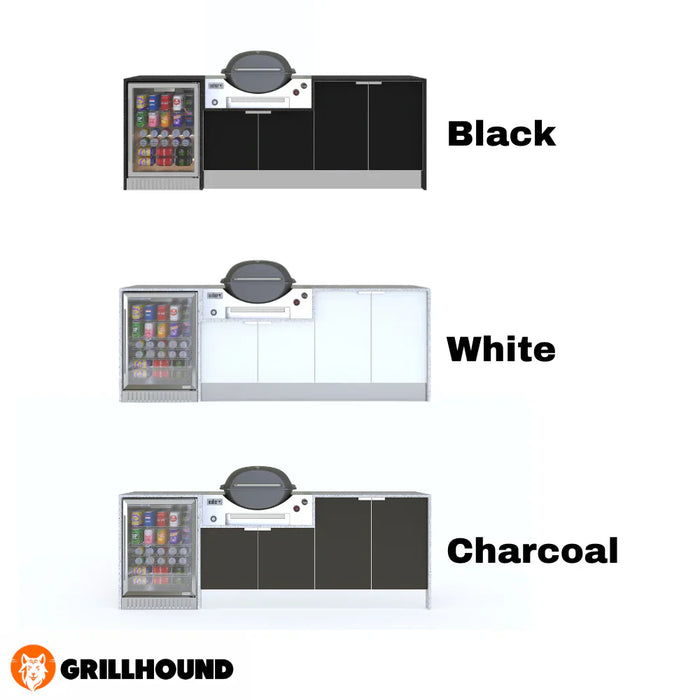 Grillhound L Shape Outdoor Kitchen to Suit Weber Family Q With Single Fridge - GLW3X2