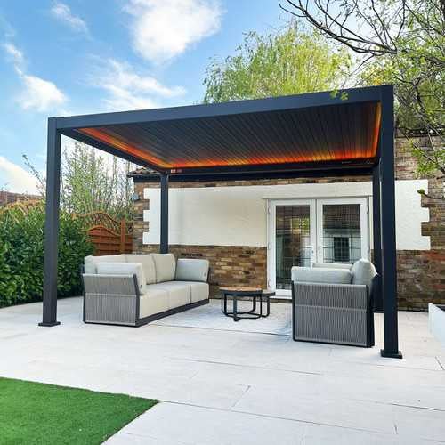 Nova Titan Plus LED 4m x 3m Rectangular Motorised Aluminium Pergola Grey