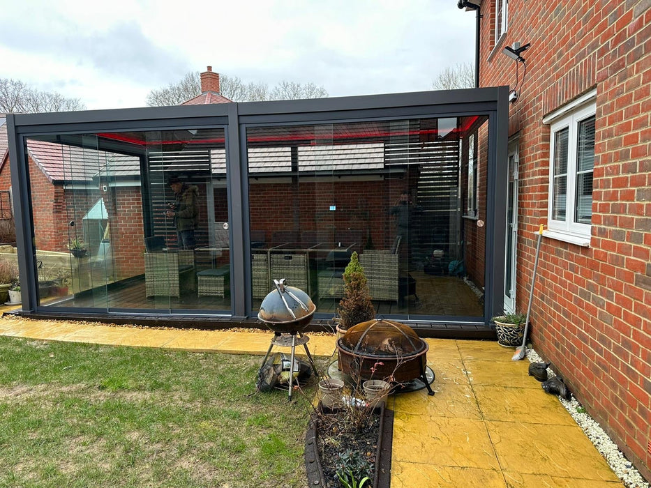 Nova Titan Aluminium Pergola 6m x 3m Rectangular optional Glass sliding Doors - Grey