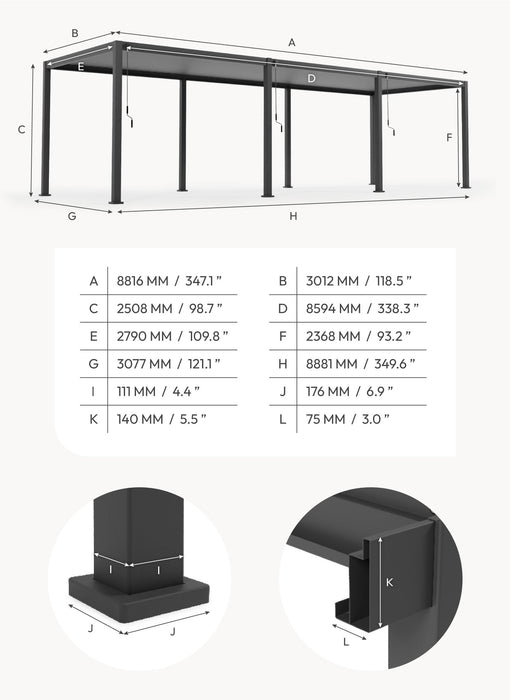 Nova Titan 9m x 3m Rectangular Aluminium Pergola