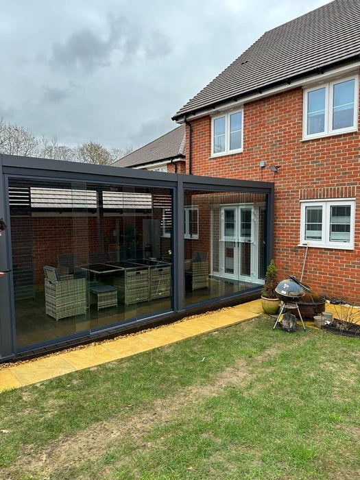 Nova Titan Aluminium Pergola 6m x 3m Rectangular optional Glass sliding Doors - Grey