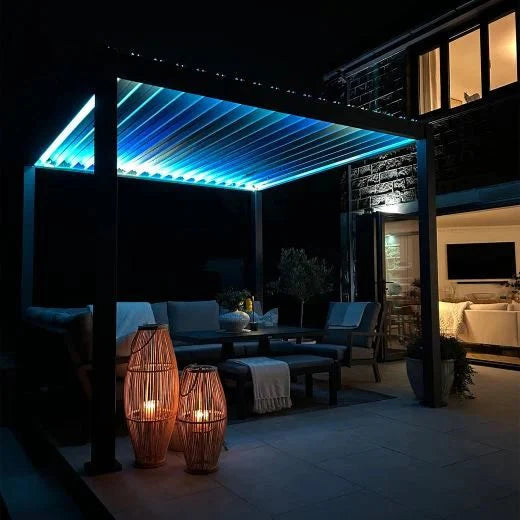 Nova Titan Plus LED 4m x 3m Rectangular Motorised Aluminium Pergola Grey