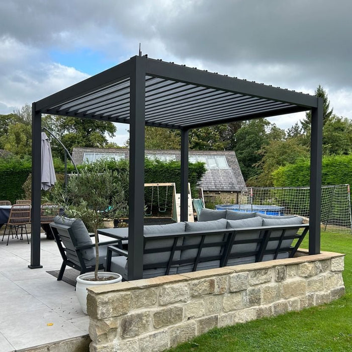 Nova Titan Plus LED 4m x 3m Rectangular Motorised Aluminium Pergola Grey