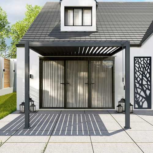 Nova Titan Aluminium Wall Mounted Pergola - 4m x 3m Rectangular - Grey