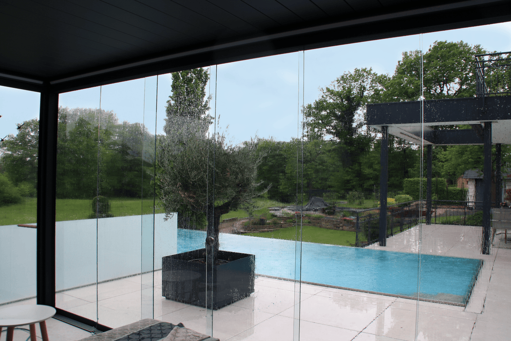 Nova Titan Aluminium Pergola 3.6m x 3m Rectangular optional Glass Sliding Doors - Grey