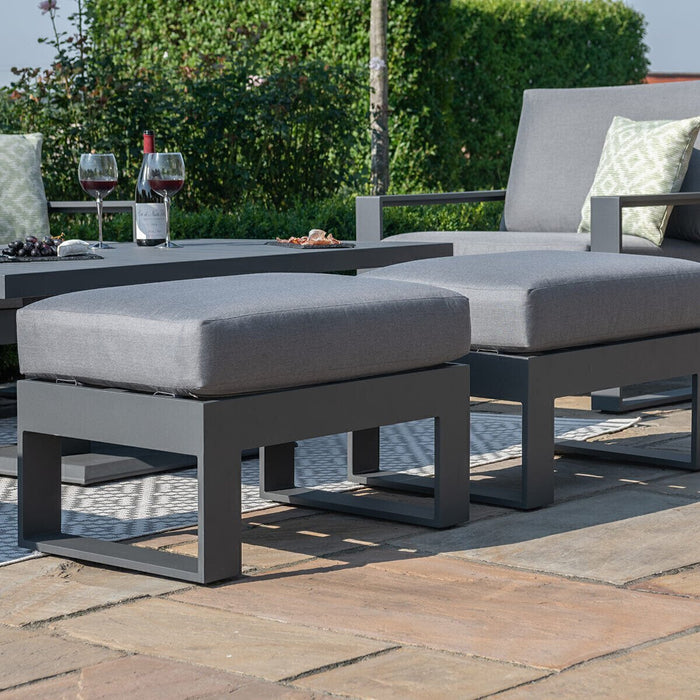 Maze - Amalfi 2 Seat Aluminium Sofa Set with Rising Table plus Armchairs & Footstools - Grey