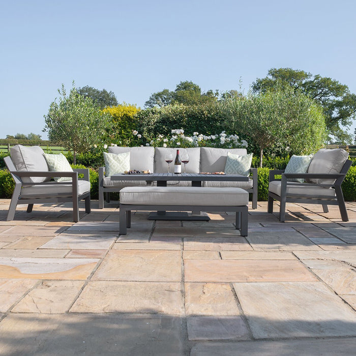 Maze - New York 3 Seat Sofa Aluminium Sofa Set with Rising Table - Dove Grey