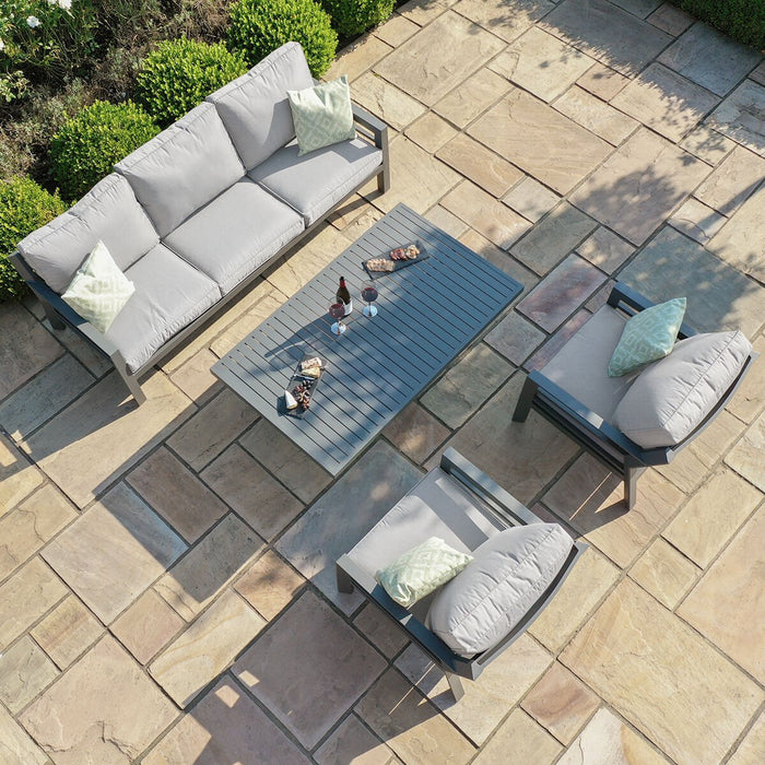 Maze - New York 3 Seat Sofa Aluminium Sofa Set with Rising Table - Dove Grey