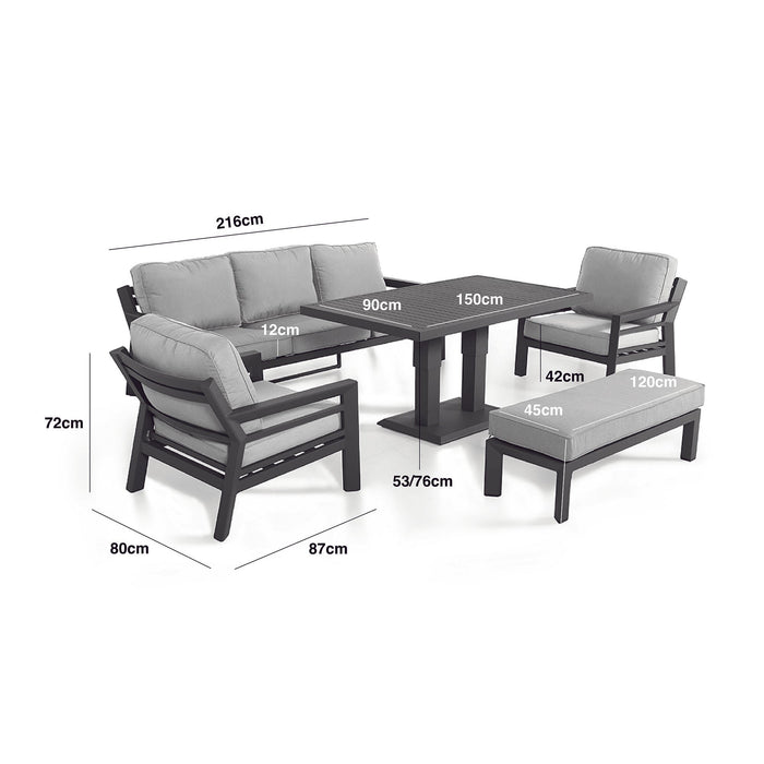 Maze - New York 3 Seat Sofa Aluminium Sofa Set with Rising Table - Dove Grey
