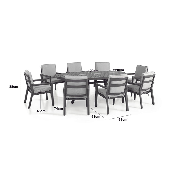 Maze - New York 8 Seat Oval Aluminium Dining Set - Dove Grey