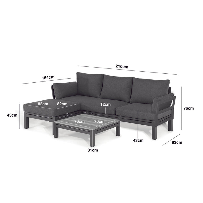 Oslo Chaise Sofa Set / Charcoal