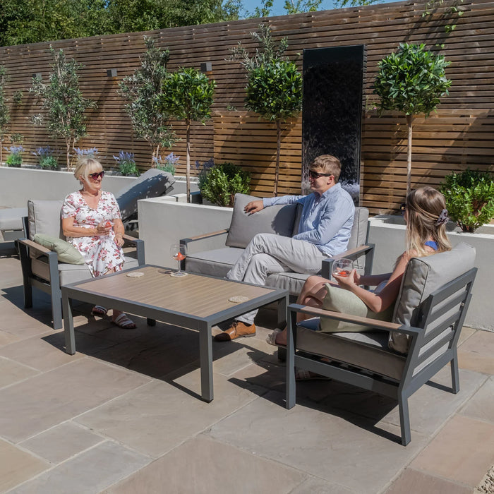 Maze - Vancouver 2 Seat Aluminium Sofa Set with Rectangular Coffee Table - Dove Grey