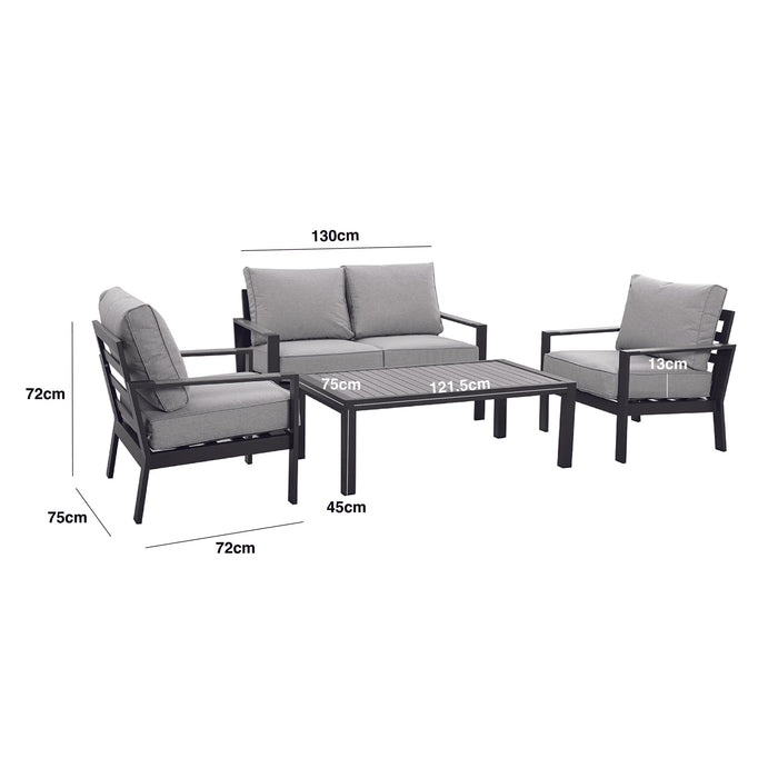 Maze - Vancouver 2 Seat Aluminium Sofa Set with Rectangular Coffee Table - Dove Grey