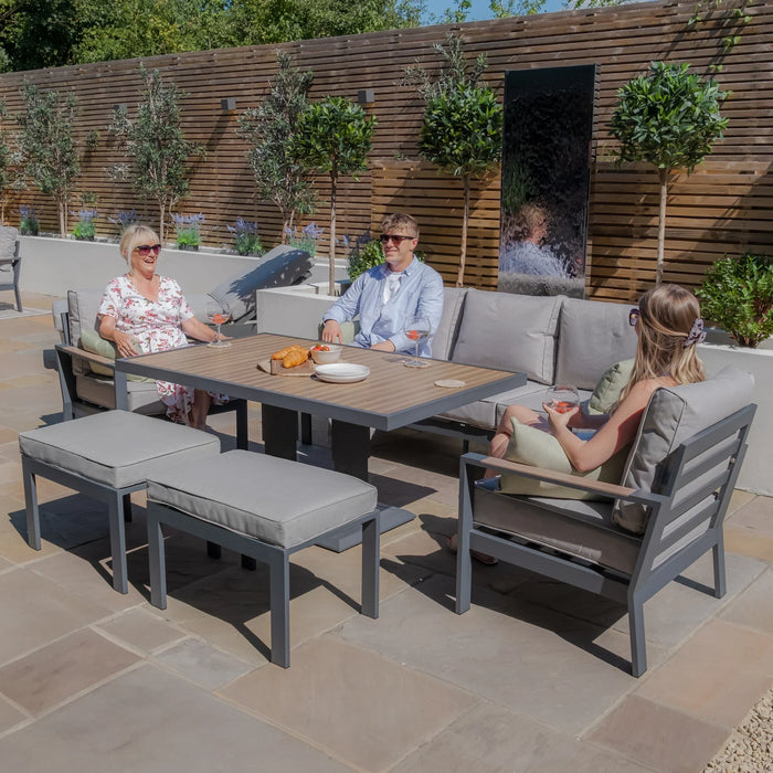 Maze - Vancouver 3 Seat Aluminium Sofa Set with Rising Table & 2 Stools - Dove Grey