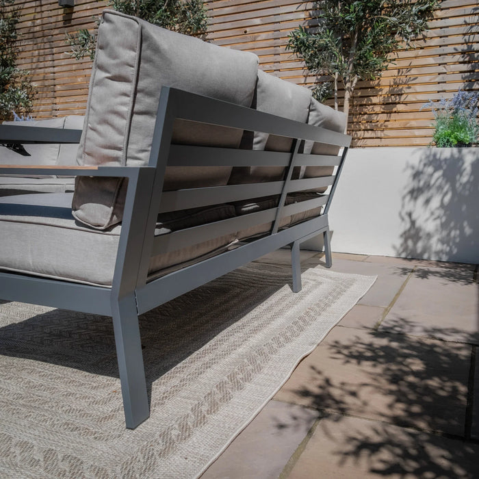 Maze - Vancouver Small Aluminium Corner Dining Set with Square Rising Table & 2 Stools - Dove Grey