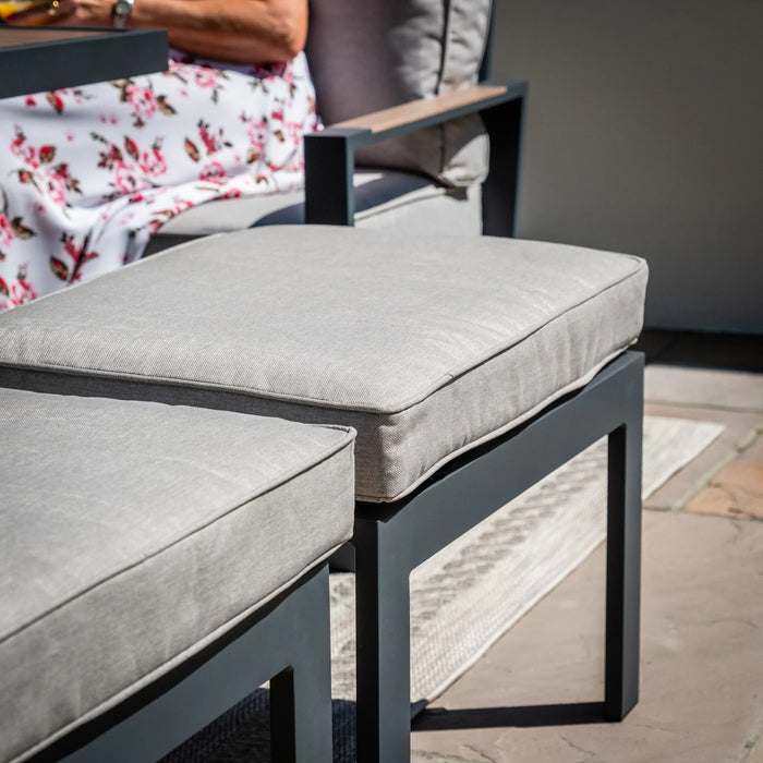 Maze - Vancouver Small Aluminium Corner Dining Set with Square Rising Table & 2 Stools - Dove Grey