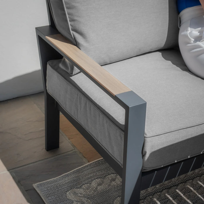 Maze - Vancouver Large Alumunium Corner Dining Set with Rectangular Coffee Table & Armchair - Dove Grey