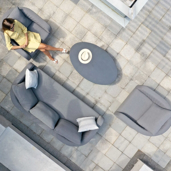 Maze - Outdoor Fabric Ambition 3 Seat Sofa Set with Oval Coffee Table - Flanelle