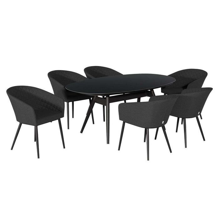 Maze - Outdoor Fabric Ambition 6 Seat Oval Dining Set - Charcoal