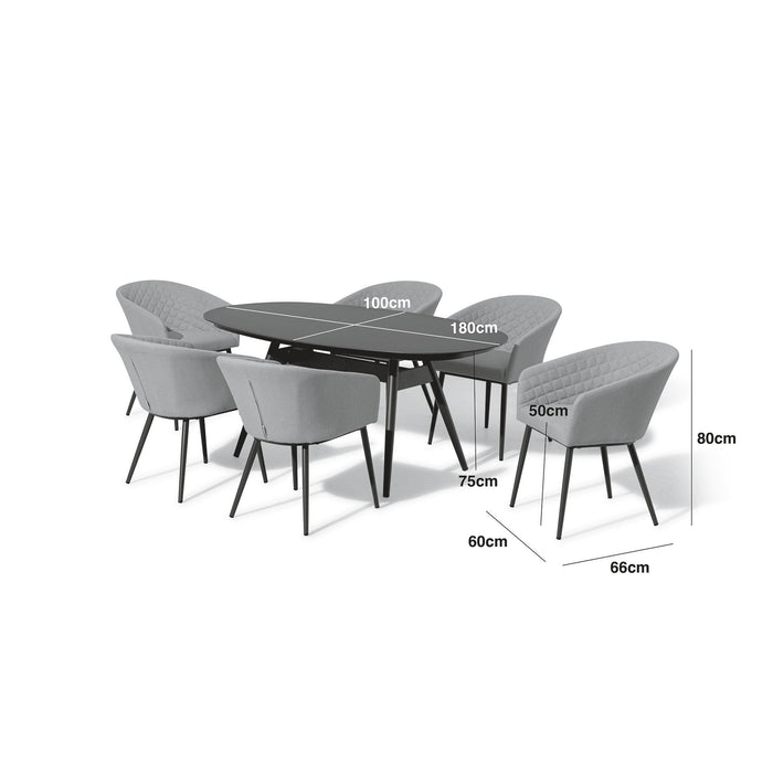 Maze - Outdoor Fabric Ambition 6 Seat Oval Dining Set - Charcoal