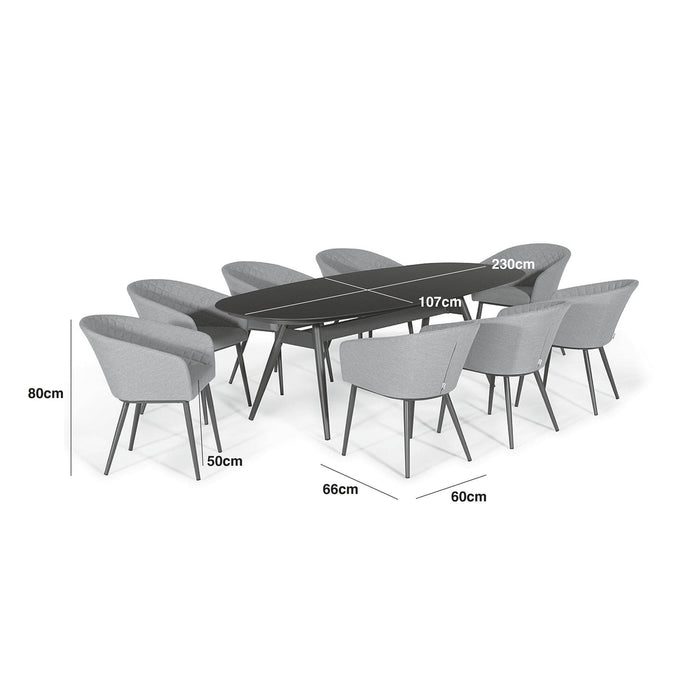 Maze - Outdoor Fabric Ambition 8 Seat Oval Dining Set - Charcoal