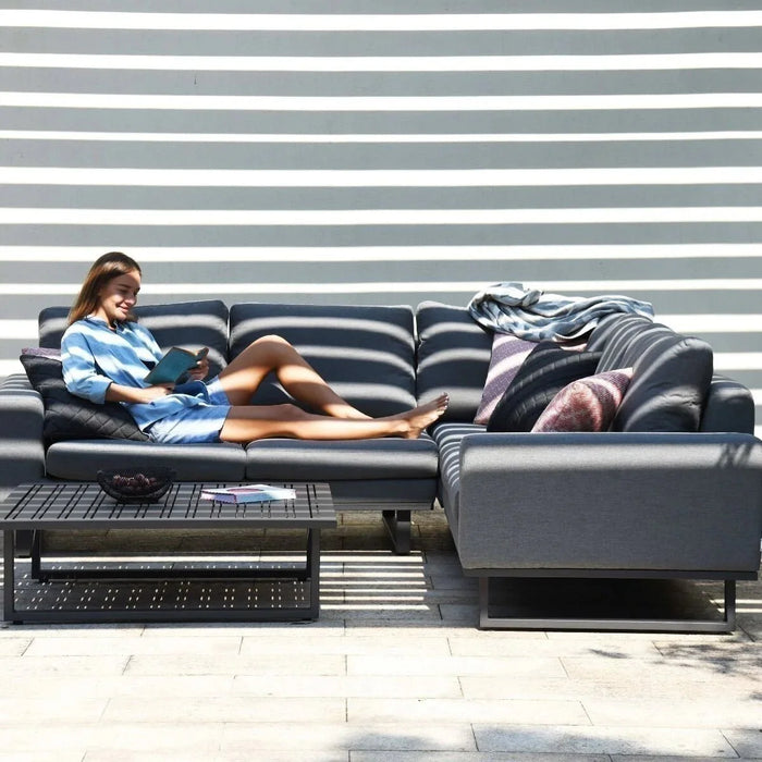 Maze - Outdoor Fabric Ethos Corner Group - Flanelle With Square Coffee Table