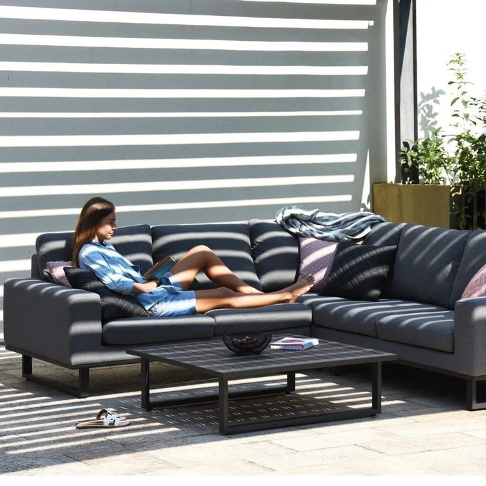 Maze - Outdoor Fabric Ethos Corner Group - Flanelle With Square Coffee Table