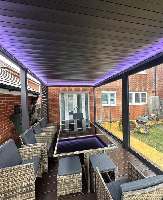 Nova Titan Plus LED 6m x 3m Rectangular Motorised Aluminium Pergola Grey