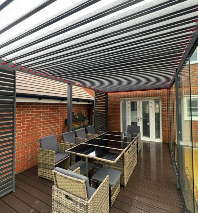 Nova Titan Aluminium Wall Mounted Pergola 6m x 3m New Model Rectangular - Grey