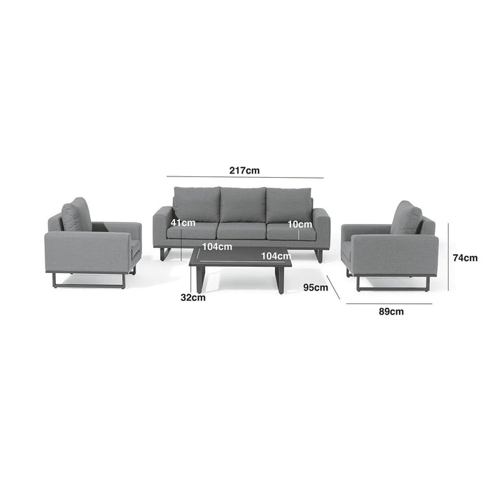 Maze - Outdoor Fabric Ethos 3 Seat Sofa Set - Flanelle