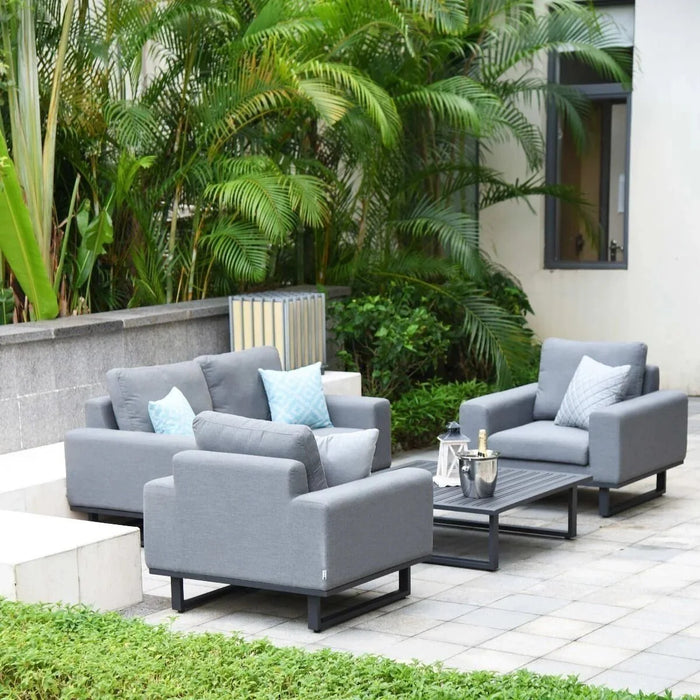 Maze - Outdoor Fabric Ethos 2 Seat Sofa Set - Flanelle with Square Coffee Table
