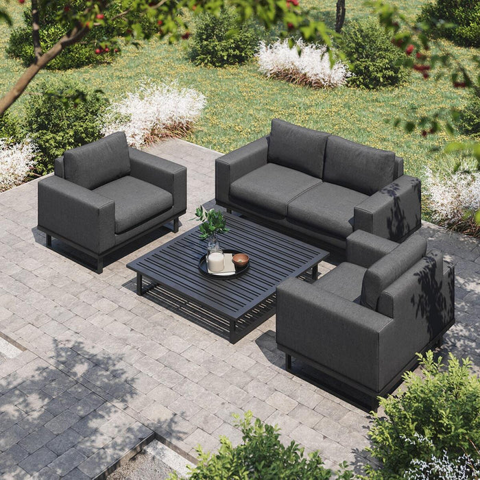 Maze - Outdoor Fabric Ethos 2 Seat Sofa Set - Charcoal with Square Coffee Table