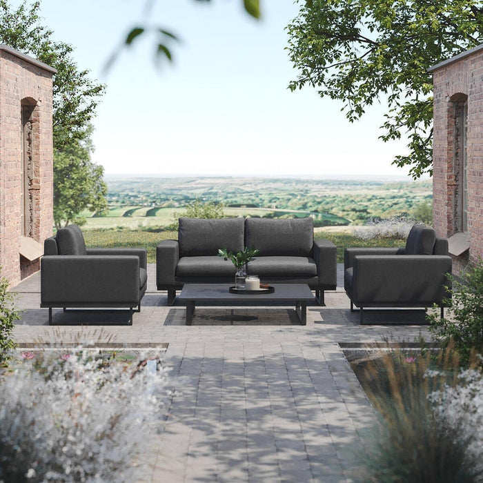 Maze - Outdoor Fabric Ethos 2 Seat Sofa Set - Charcoal with Square Coffee Table