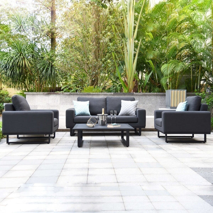 Maze - Outdoor Fabric Ethos 2 Seat Sofa Set - Charcoal with Square Coffee Table