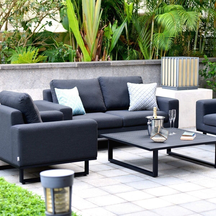 Maze - Outdoor Fabric Ethos 2 Seat Sofa Set - Charcoal with Square Coffee Table