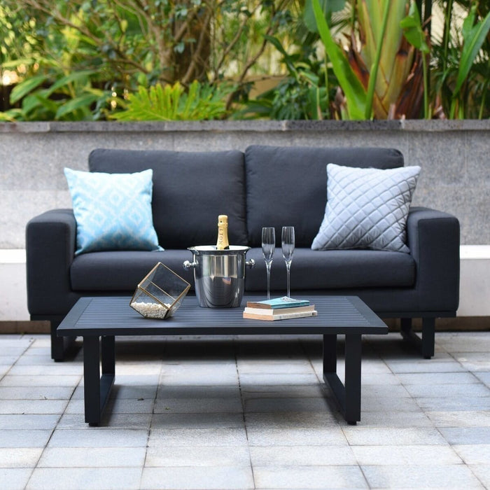 Maze - Outdoor Fabric Ethos 2 Seat Sofa Set - Charcoal with Square Coffee Table