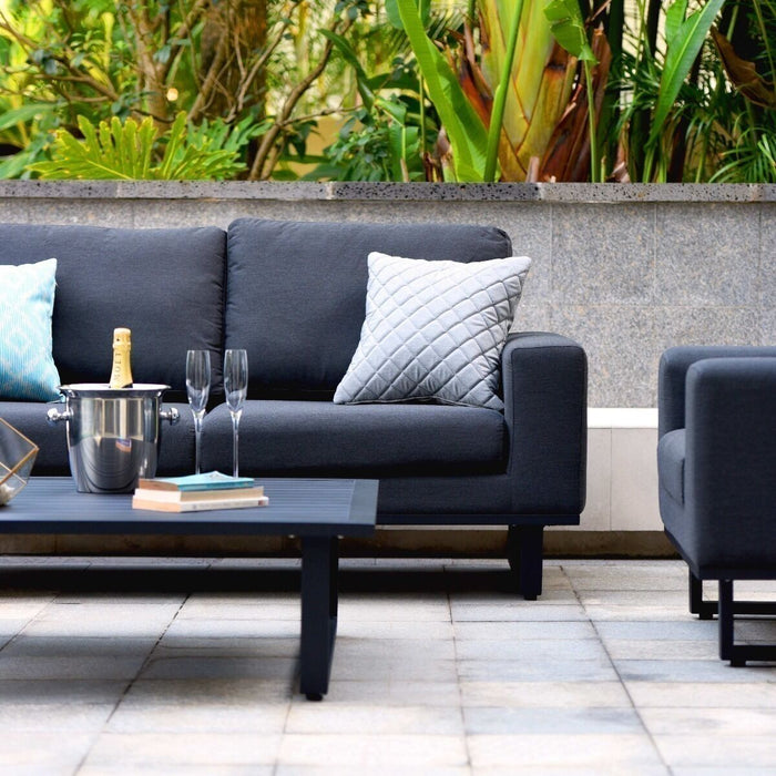 Maze - Outdoor Fabric Ethos 2 Seat Sofa Set - Charcoal with Square Coffee Table