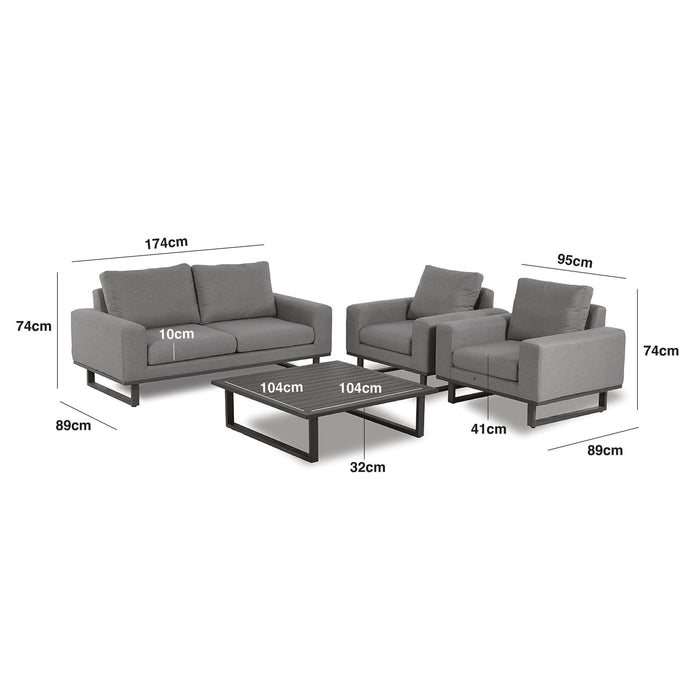 Maze - Outdoor Fabric Ethos 2 Seat Sofa Set - Charcoal with Square Coffee Table