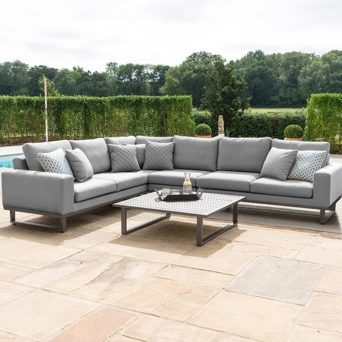 Maze - Outdoor Fabric Ethos Large Corner Group - Flanelle Grey With Square Coffee Table