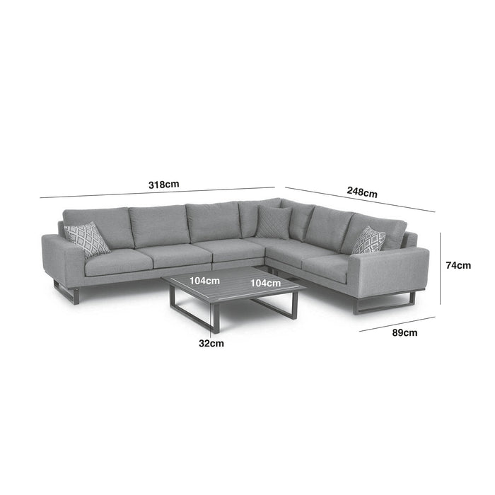 Maze - Outdoor Fabric Ethos Large Corner Group - Flanelle Grey With Square Coffee Table