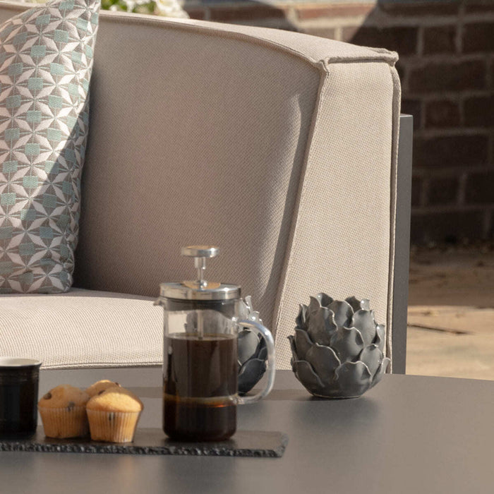 Maze - Outdoor Fabric Ibiza U Shape Sofa Set with Round Coffee Table & 3 Footstools - Oatmeal