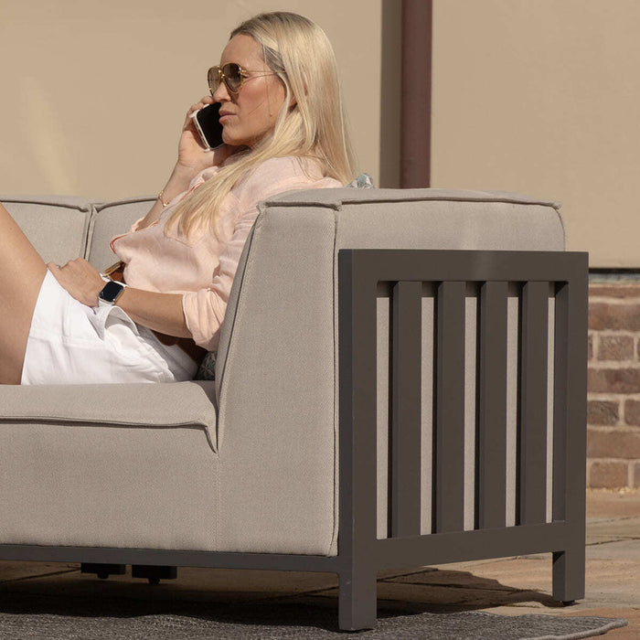 Maze - Outdoor Fabric Ibiza U Shape Sofa Set with Round Coffee Table & 3 Footstools - Oatmeal