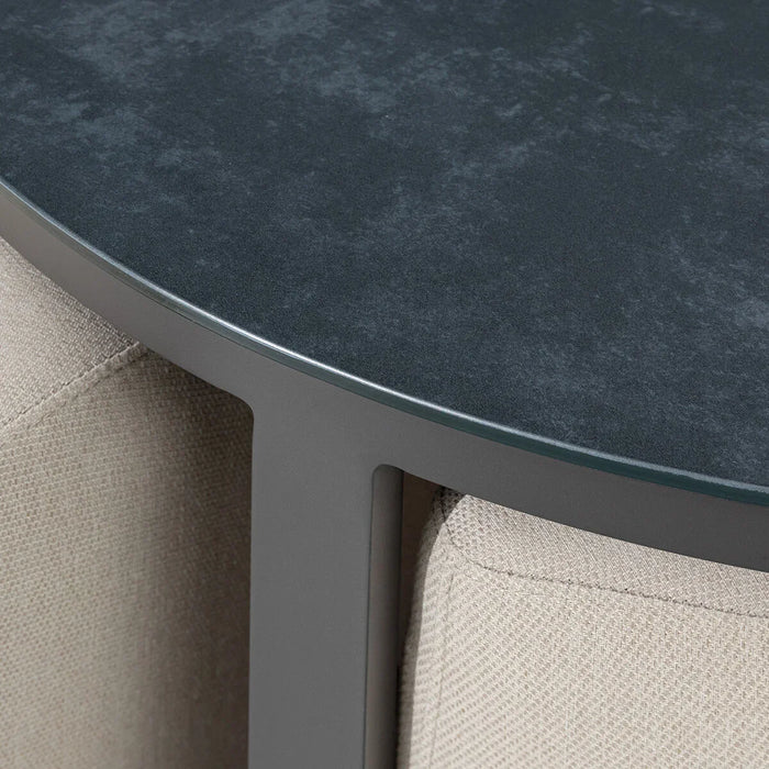 Maze - Outdoor Fabric Ibiza U Shape Sofa Set with Round Coffee Table & 3 Footstools - Oatmeal