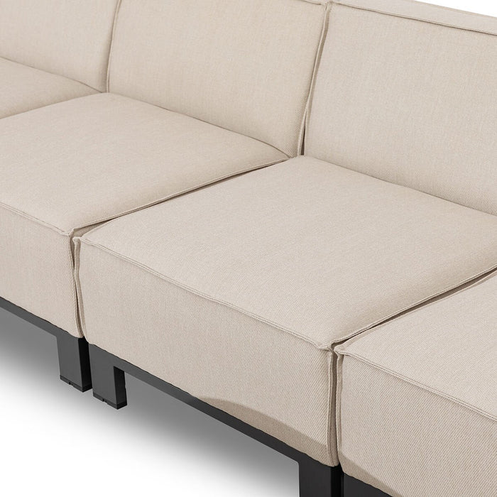 Maze - Outdoor Fabric Ibiza U Shape Sofa Set with Round Coffee Table & 3 Footstools - Oatmeal