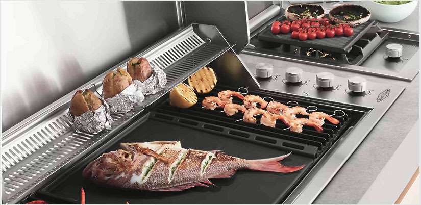 Beefeater Signature ProLine 6 Burner Built In BBQ+Outdoor Fridge-BSL158SA+BS28200