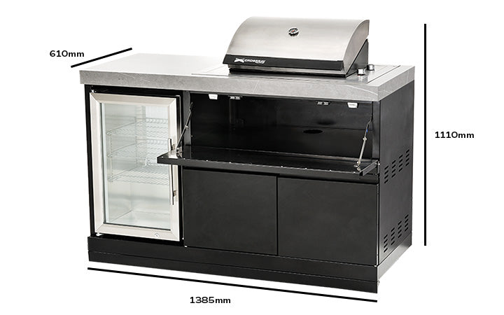 Crossray Mini Outdoor Kitchen with Electric BBQ with fridge - TCE15F-MK1