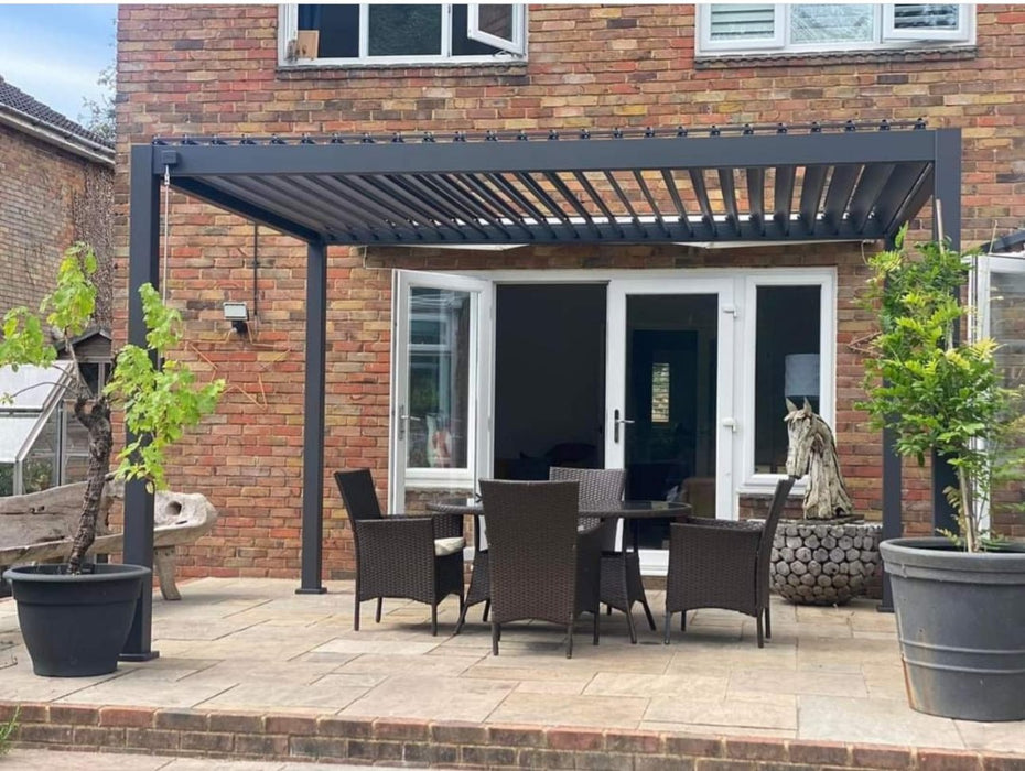 Blakesleys Aluminium Pergola 4x3m Free Standing - Grey - Assembly Available