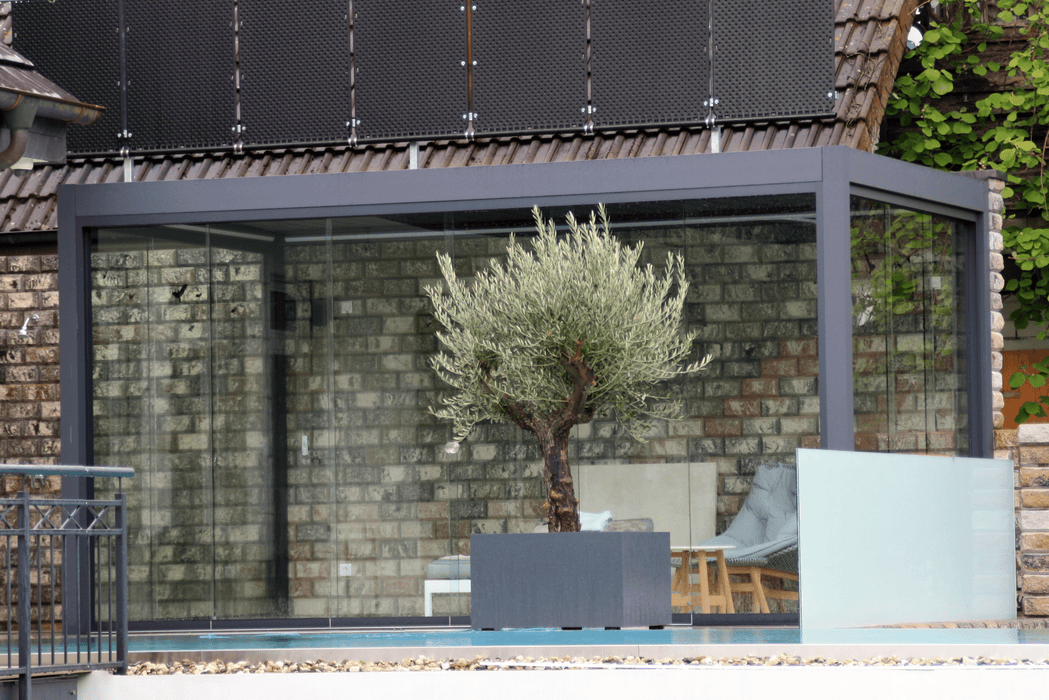 Nova Titan Aluminium Pergola 6m x 3m Rectangular optional Glass sliding Doors - Grey