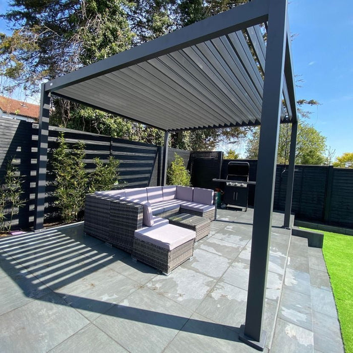 Nova Titan Aluminium Pergola 4m x 3m  optional Glass Sliding Doors - Grey